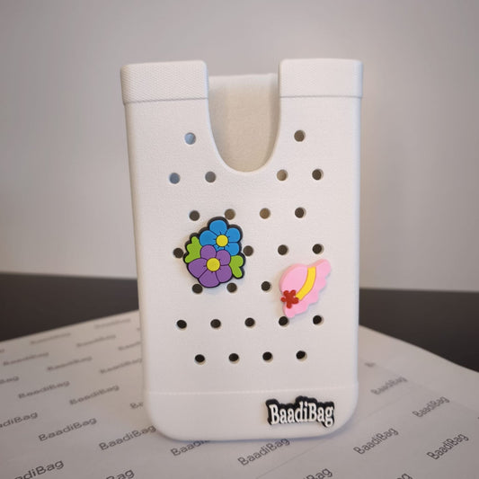 Baadi Bag Phone Holder with 2 soft charms - White