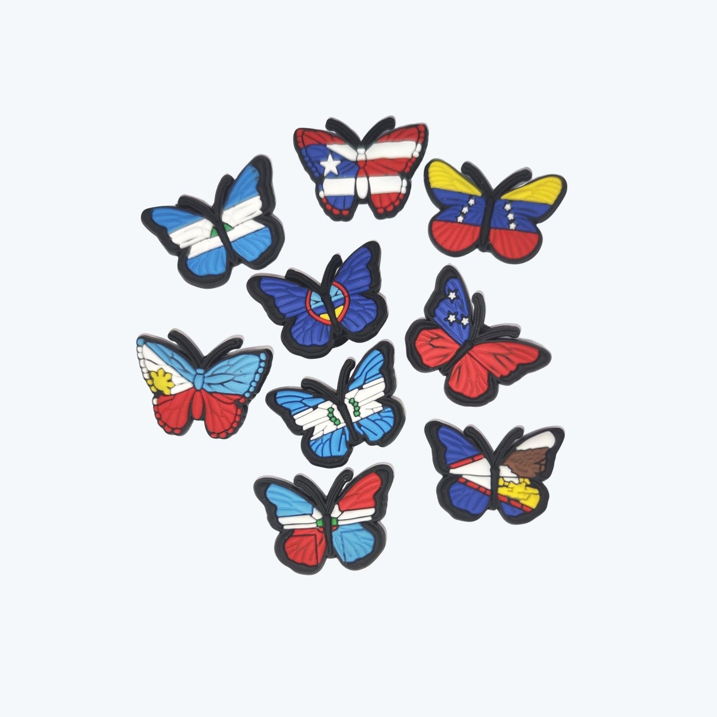 Fits Only on clogs shoes-lobal Wings Charm Pack – Flag Butterfly Collection
