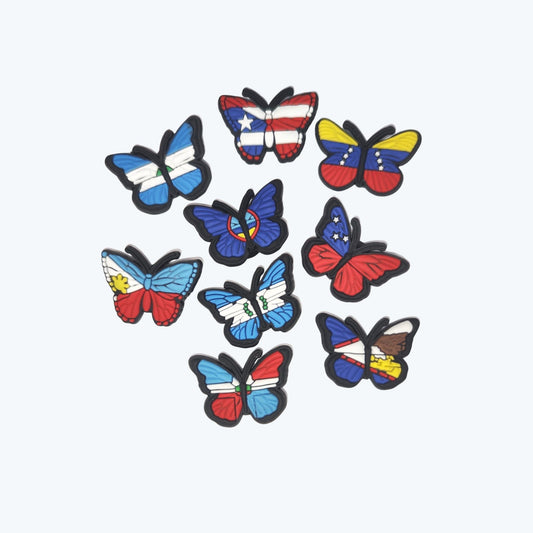 Fits Only on clogs shoes-lobal Wings Charm Pack – Flag Butterfly Collection