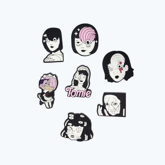 Fits Only on clogs shoes-Horror Manga Charm Pack – Tomie & Uzumaki Inspired Collection