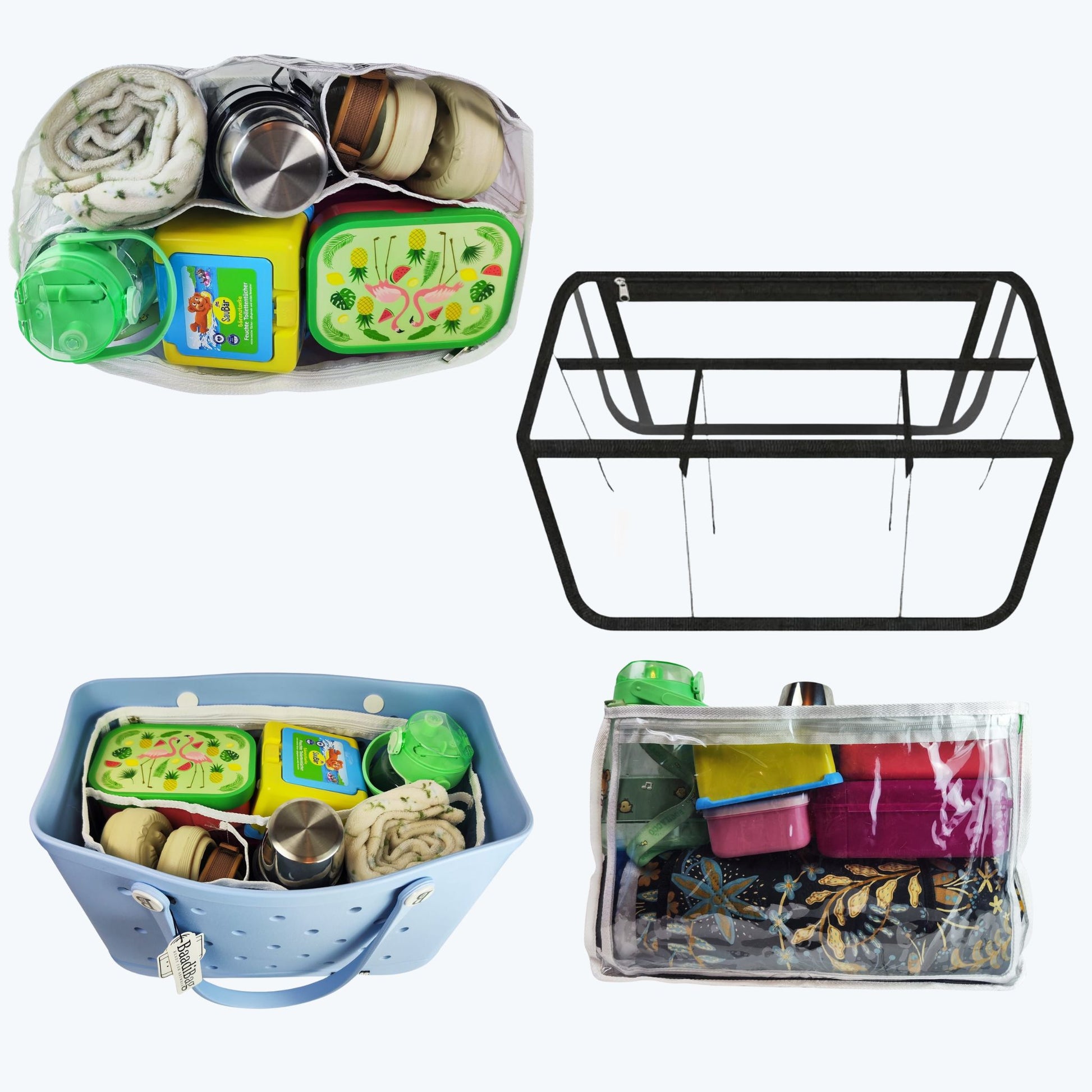 Big Insertion transparent Inner Tote Bag Divider for Travel Cosmetic and Makeup Organizer - Baadi Bag Black