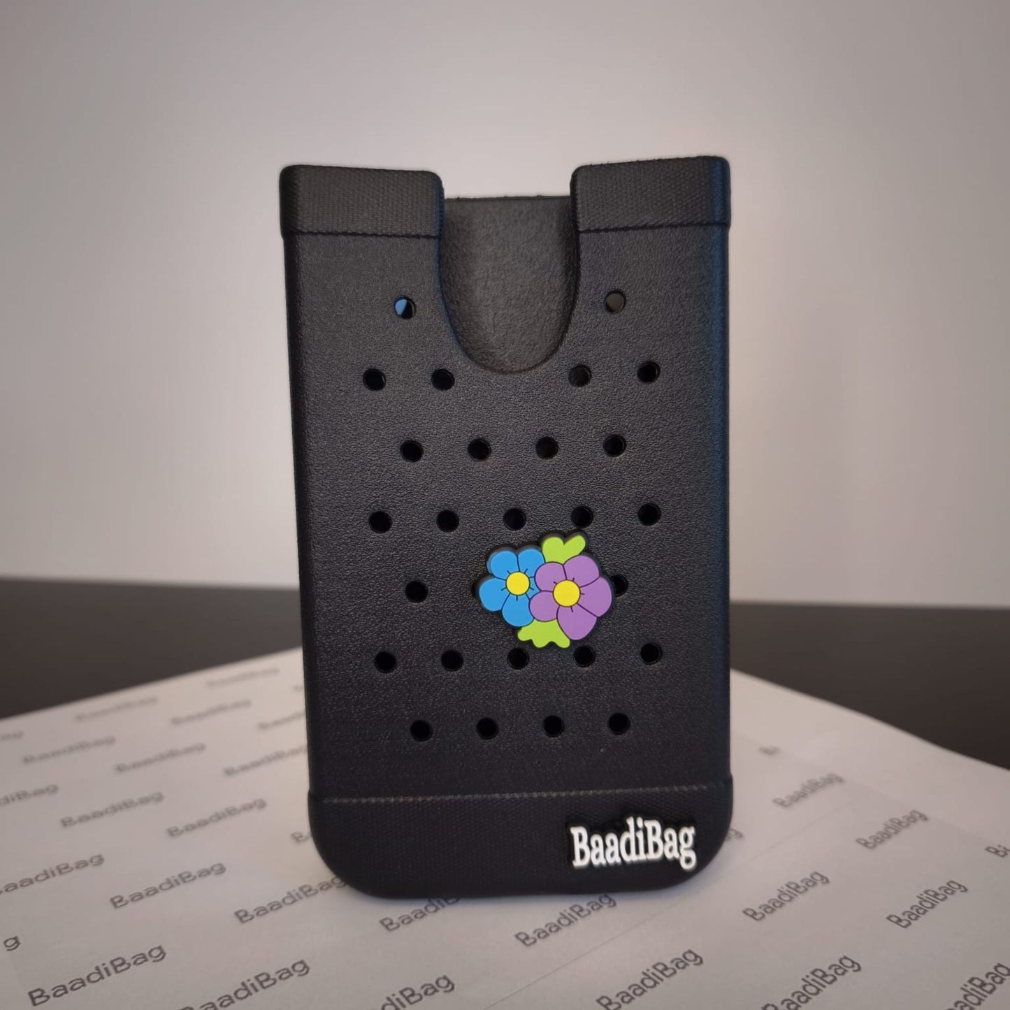 Baadi Bag Phone Holder with 2 soft charms -  Black