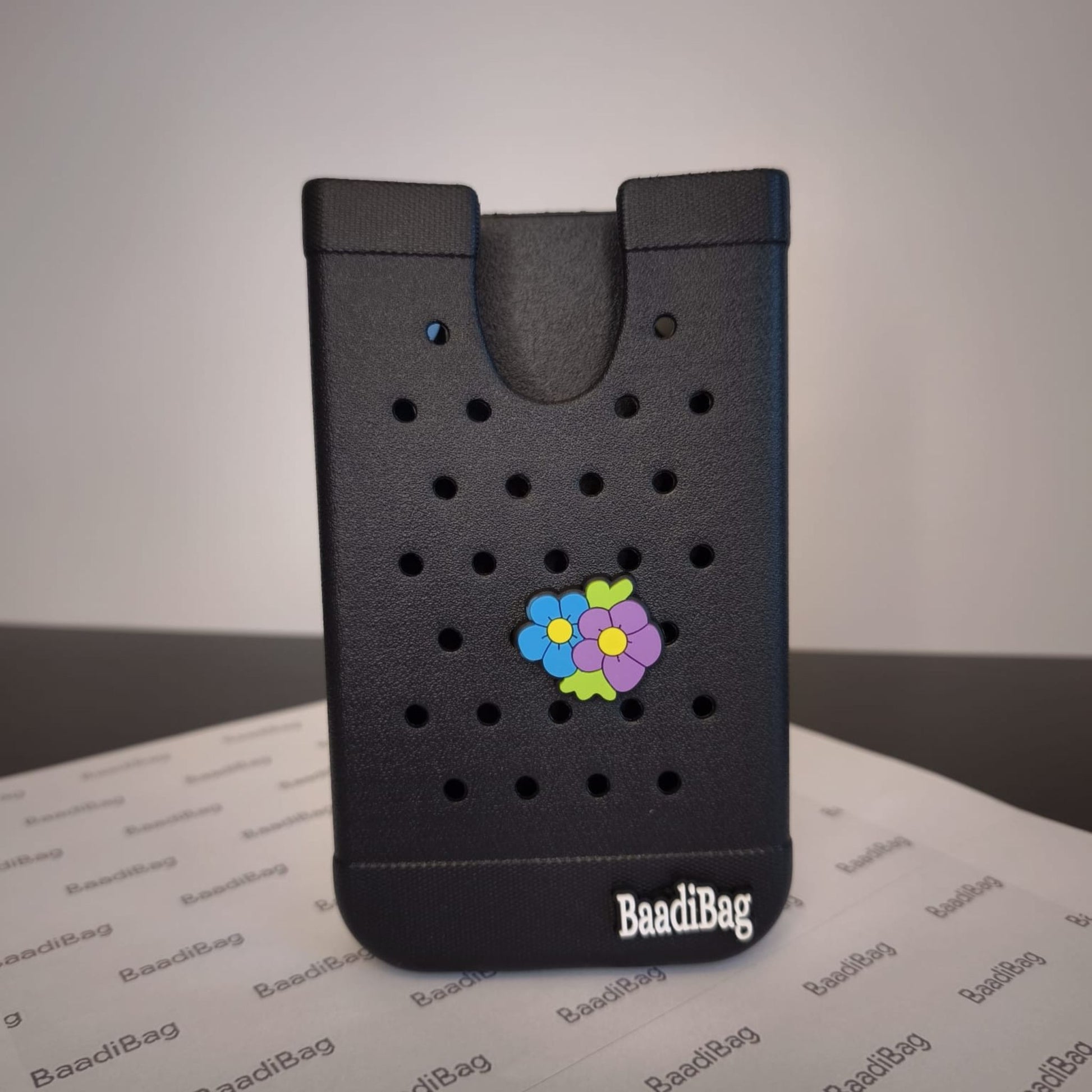 Baadi Bag Phone Holder with 2 soft charms -  Black