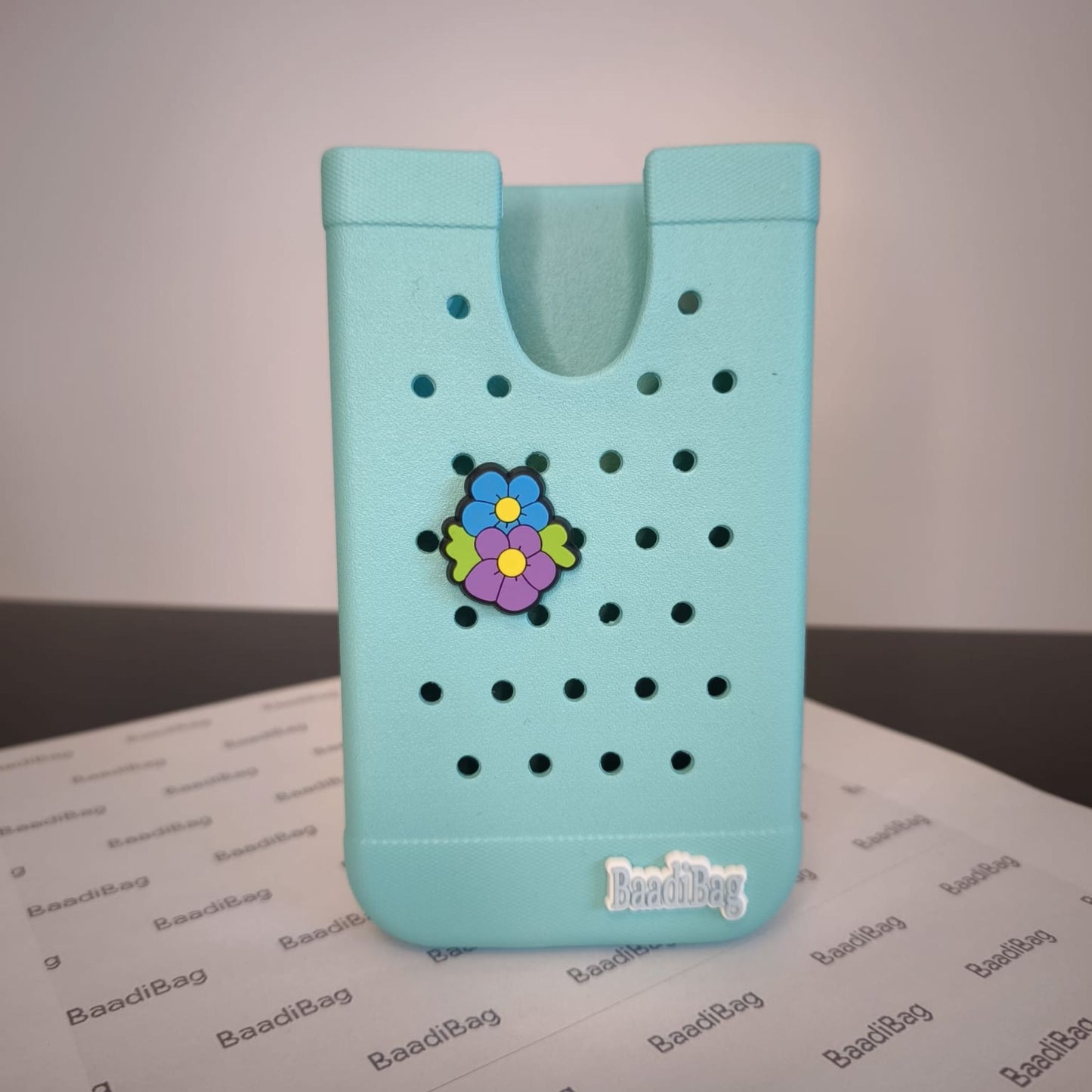 Baadi Bag Phone Holder with 2 soft charms -  Cyan
