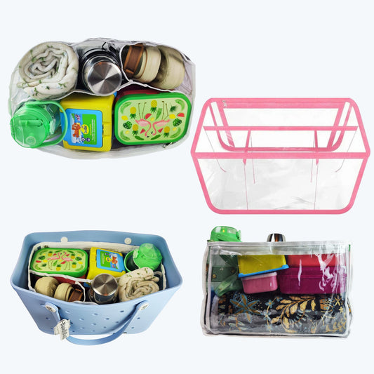 Big Insertion transparent Inner Tote Bag Divider for Travel Cosmetic and Makeup Organizer - Baadi Bag Pink